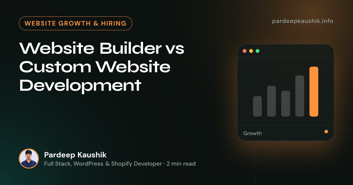 Website Builder vs Custom Website Development — Website Growth & Hiring article by Pardeep Kaushik